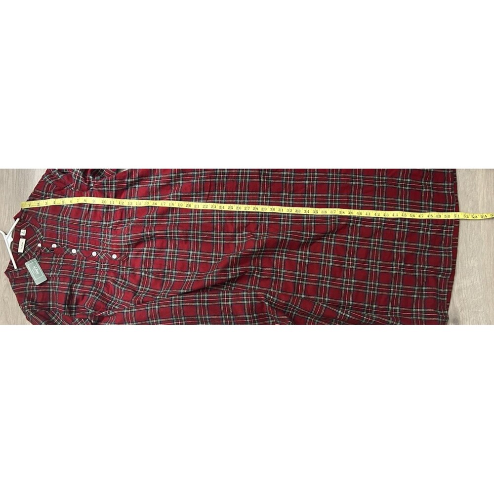 LL Bean Nightgown Womens Medium Plaid Flannel Red Scotch Tartan Pajamas Cottage - Picture 8 of 10